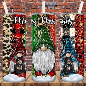 Christmas Gnome 20oz Tumbler Lid Straw Includes Gift Box